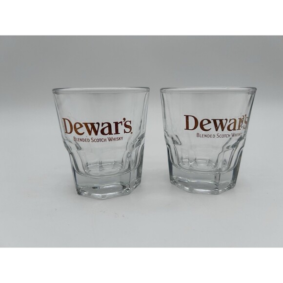 Dewars Blended Scotch Whisky Glasses 2 White Label 4 Oz Flagship Clear Libbey - Picture 1 of 4